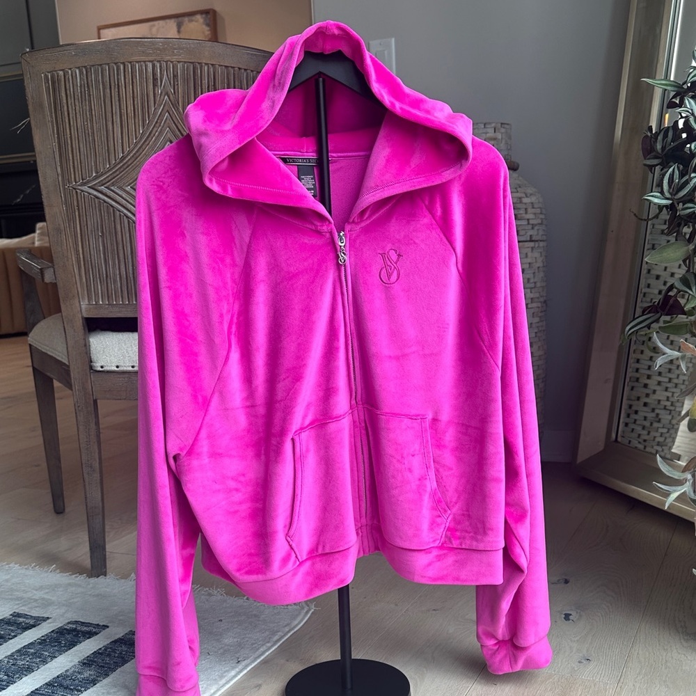 Victoria's Secret Hot Pink Plush Zip Hoodie